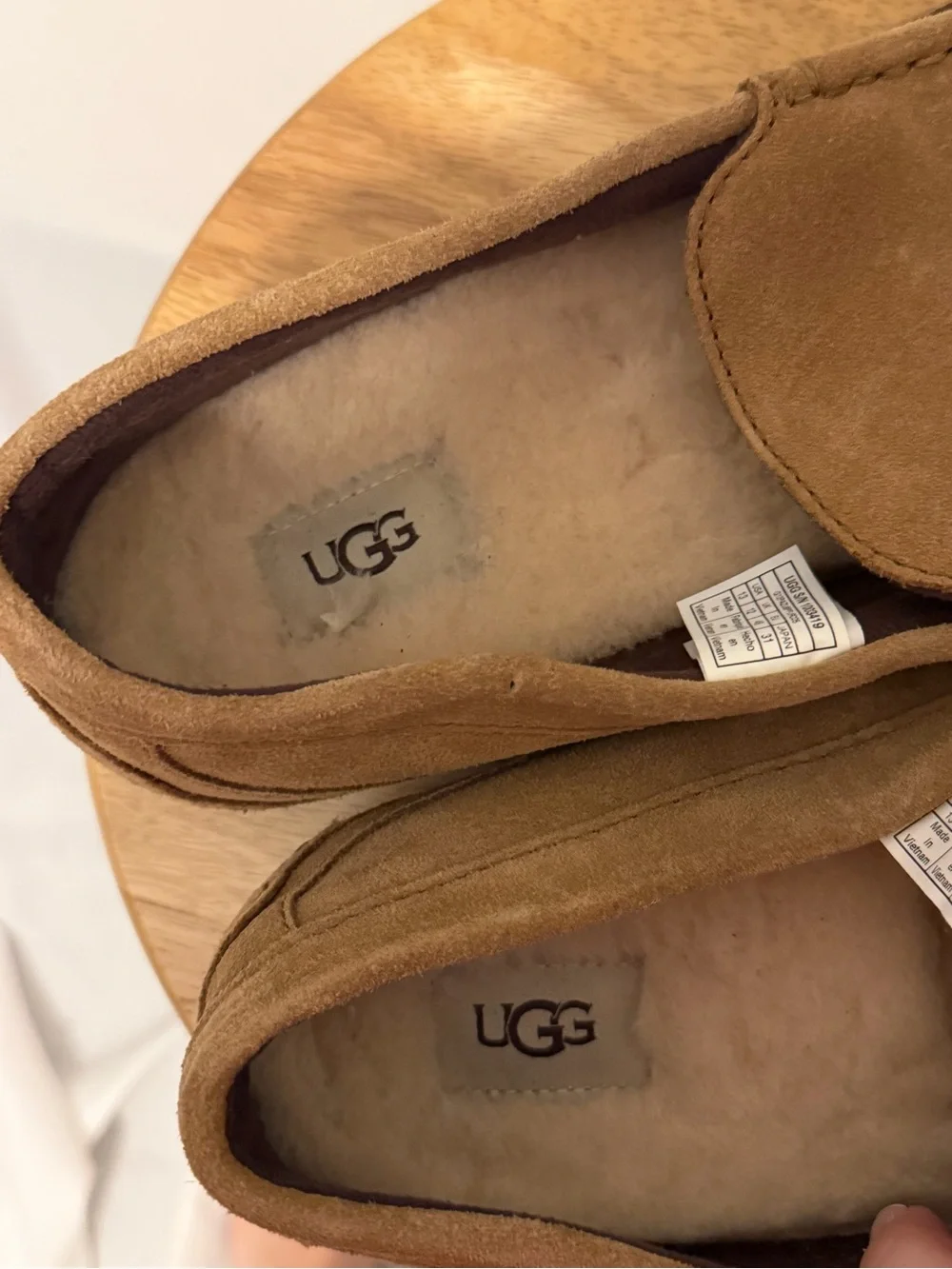 UGG Alder UGGpure Slip on Tan Suede Moccasin Wool Loafer Shoes 1003419 Men US13